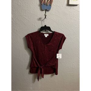 Liz Claiborne V-Neck Top‎ Size Small Maroon